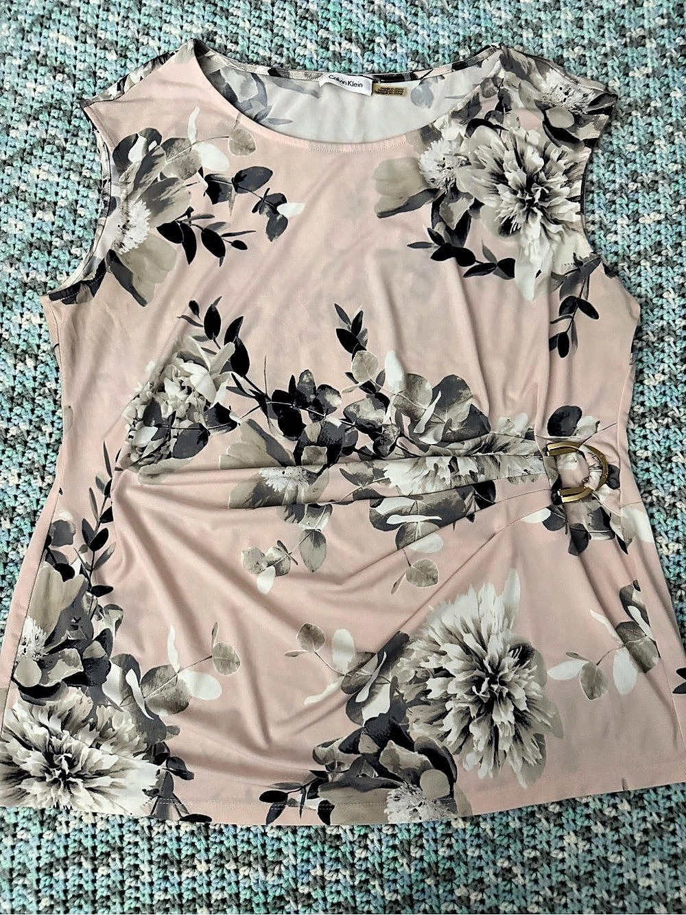 Calvin Klein Floral Blouse in Pink & Black Like New